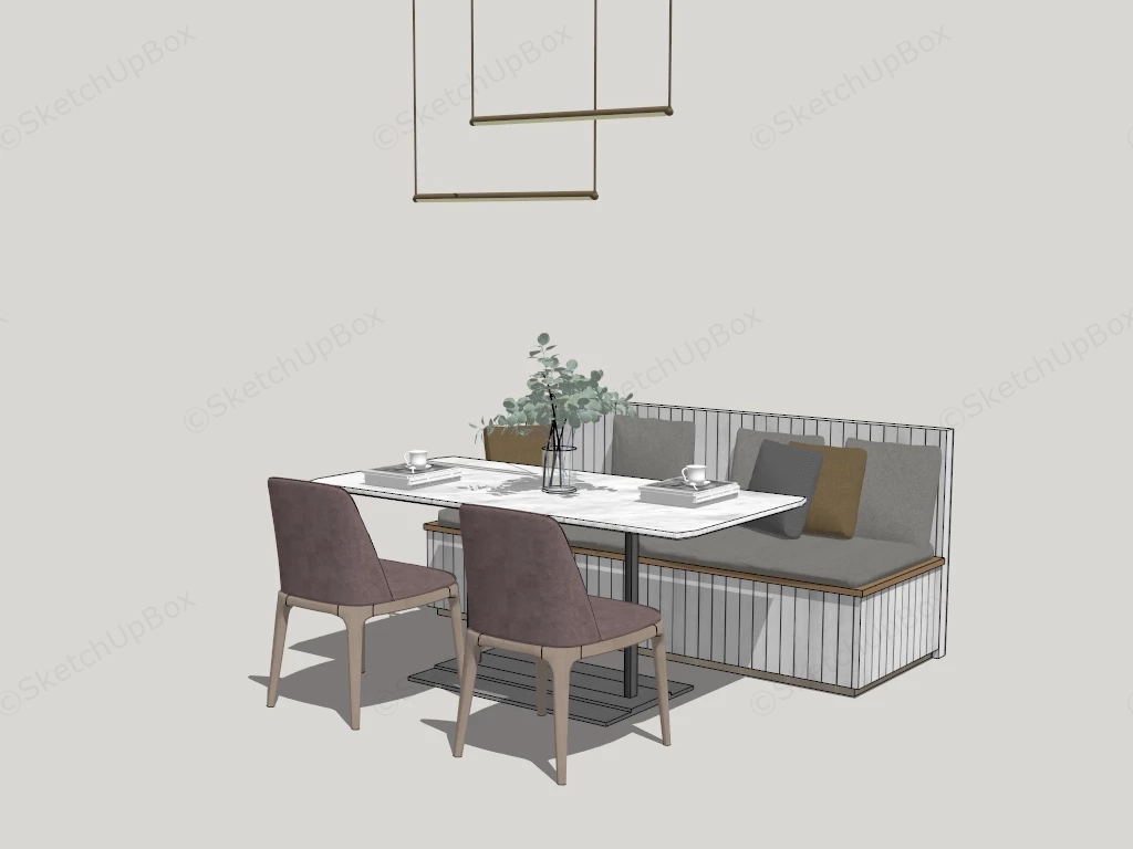 Booth Dining Set sketchup model preview - SketchupBox