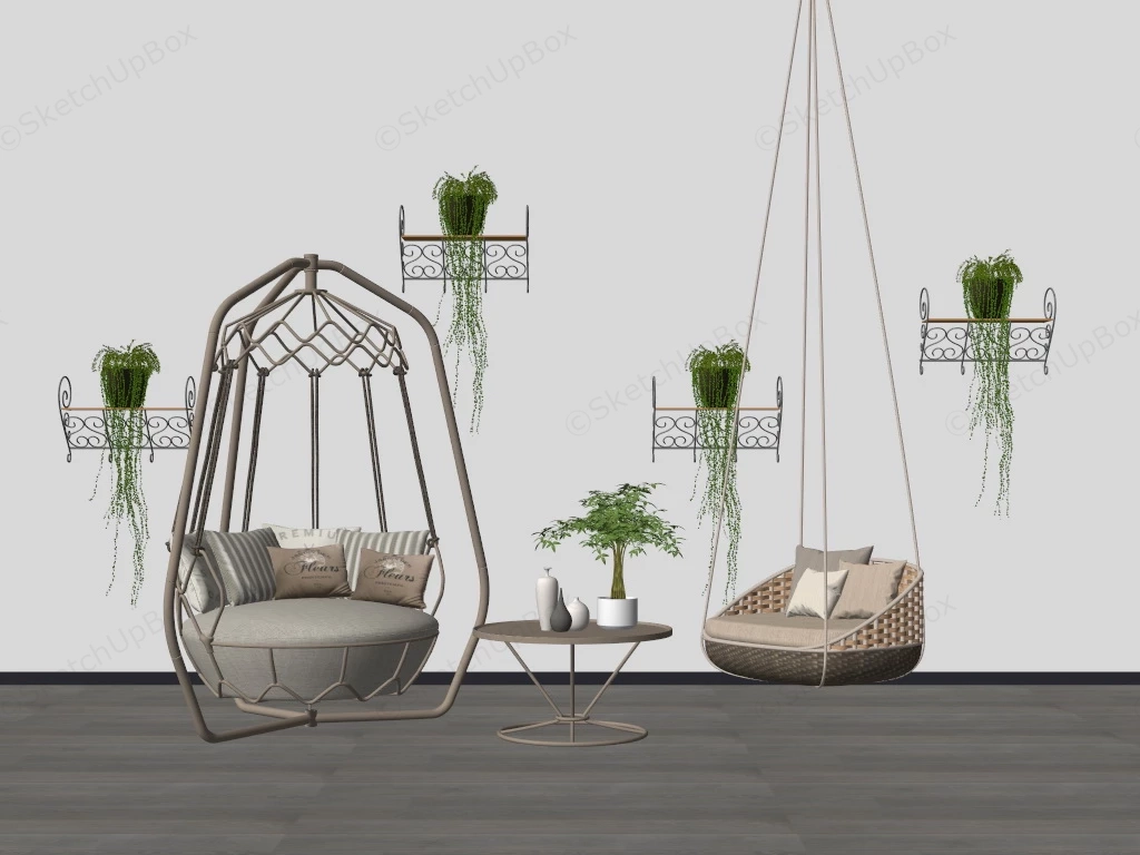Patio Swing Chairs sketchup model preview - SketchupBox