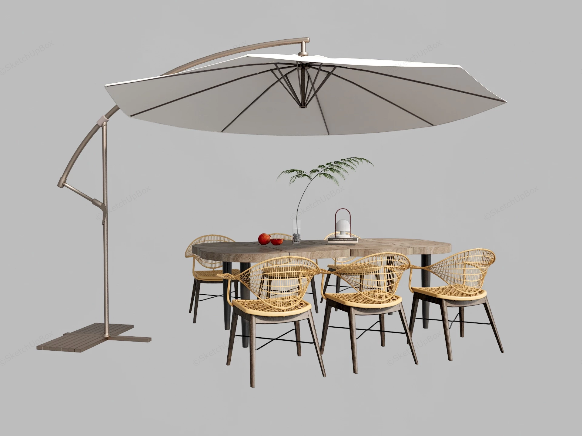 Rustic Patio Set With Umbrella sketchup model preview - SketchupBox