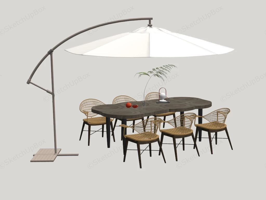 Rustic Patio Set With Umbrella sketchup model preview - SketchupBox