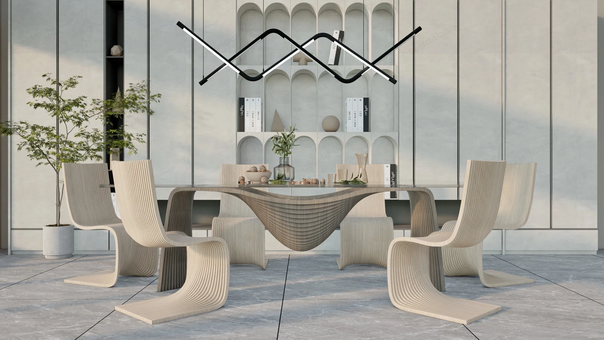 Wabi Sabi Style Dining Room sketchup model preview - SketchupBox