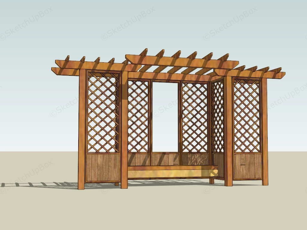 Garden Arbor With Bench sketchup model preview - SketchupBox