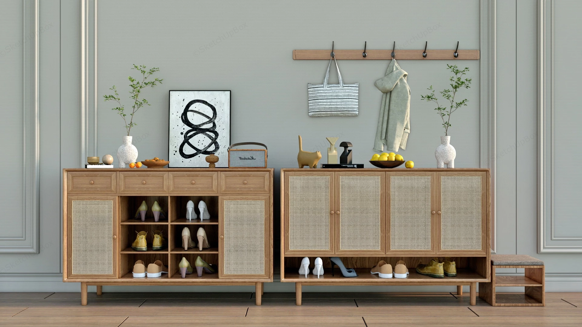 Hallway Shoe Cabinets sketchup model preview - SketchupBox