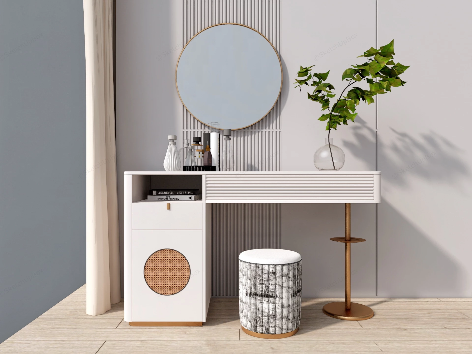 Modern Vanity Dressing Table sketchup model preview - SketchupBox