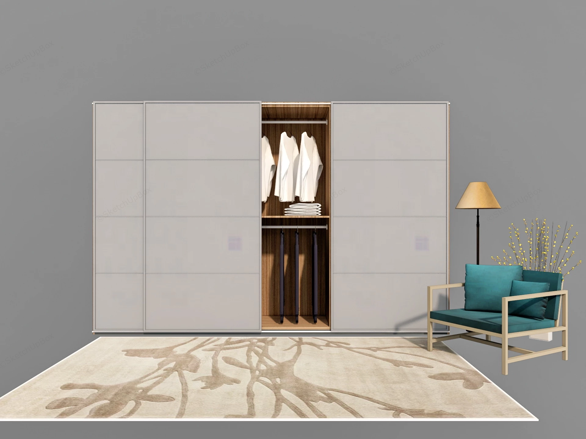 Sliding Door Wardrobe Cabinet sketchup model preview - SketchupBox