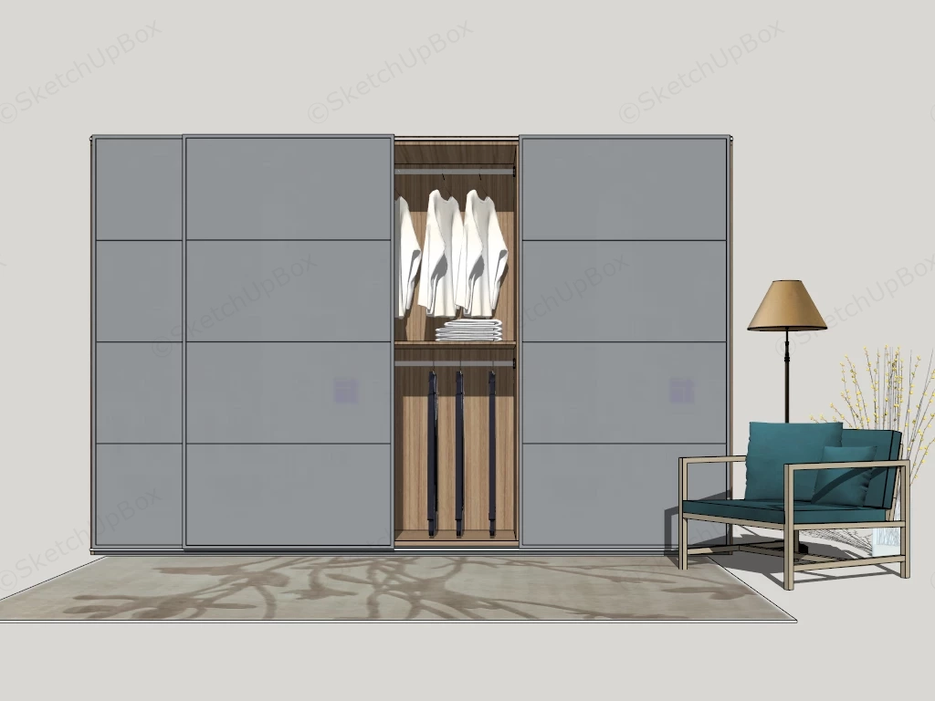Sliding Door Wardrobe Cabinet sketchup model preview - SketchupBox