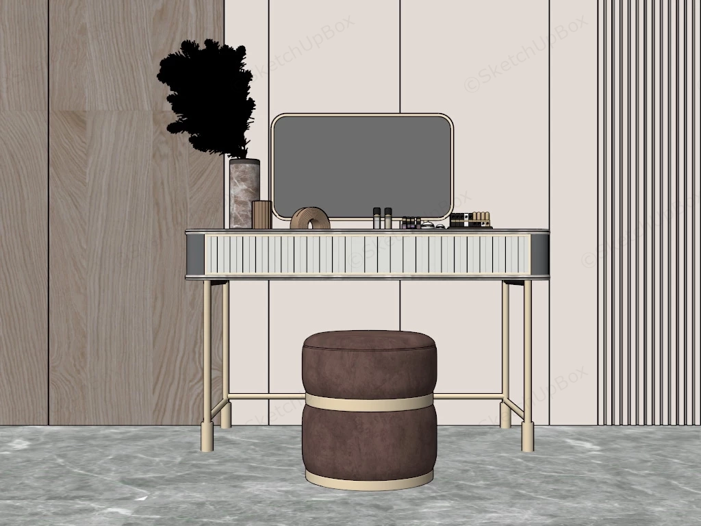 Mid Century Modern Makeup Vanity sketchup model preview - SketchupBox