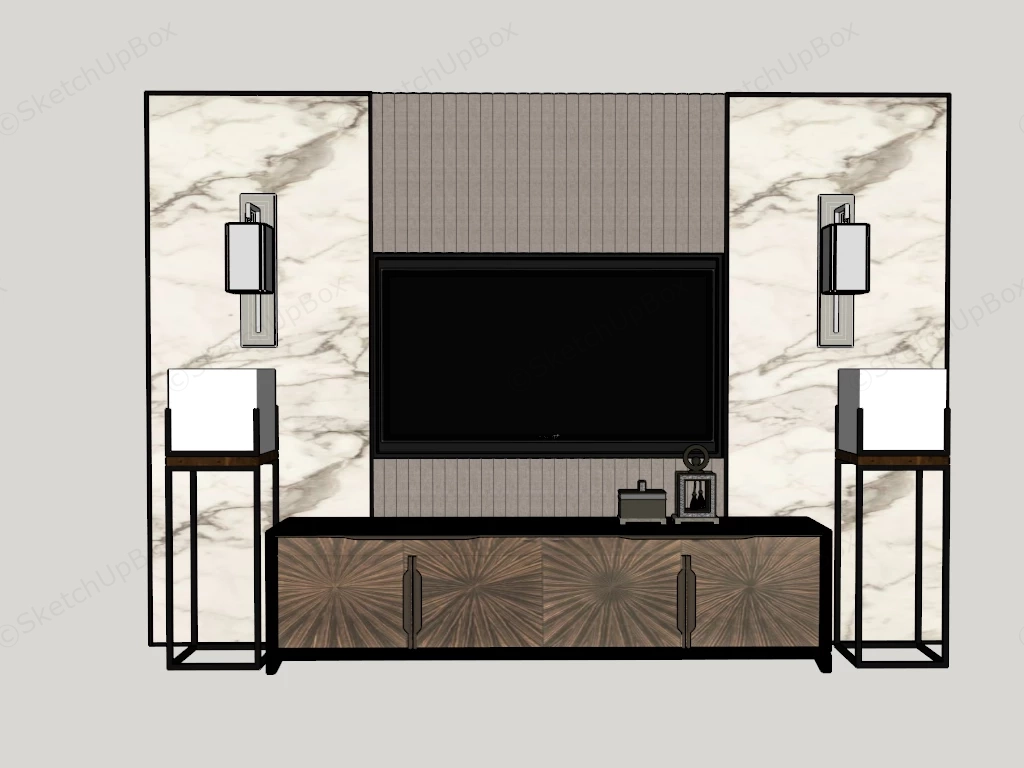 TV Wall Design Idea sketchup model preview - SketchupBox