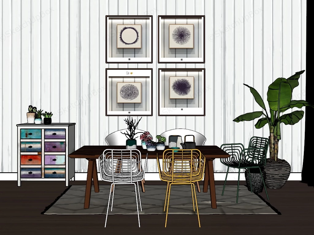 Retro Dining Room sketchup model preview - SketchupBox