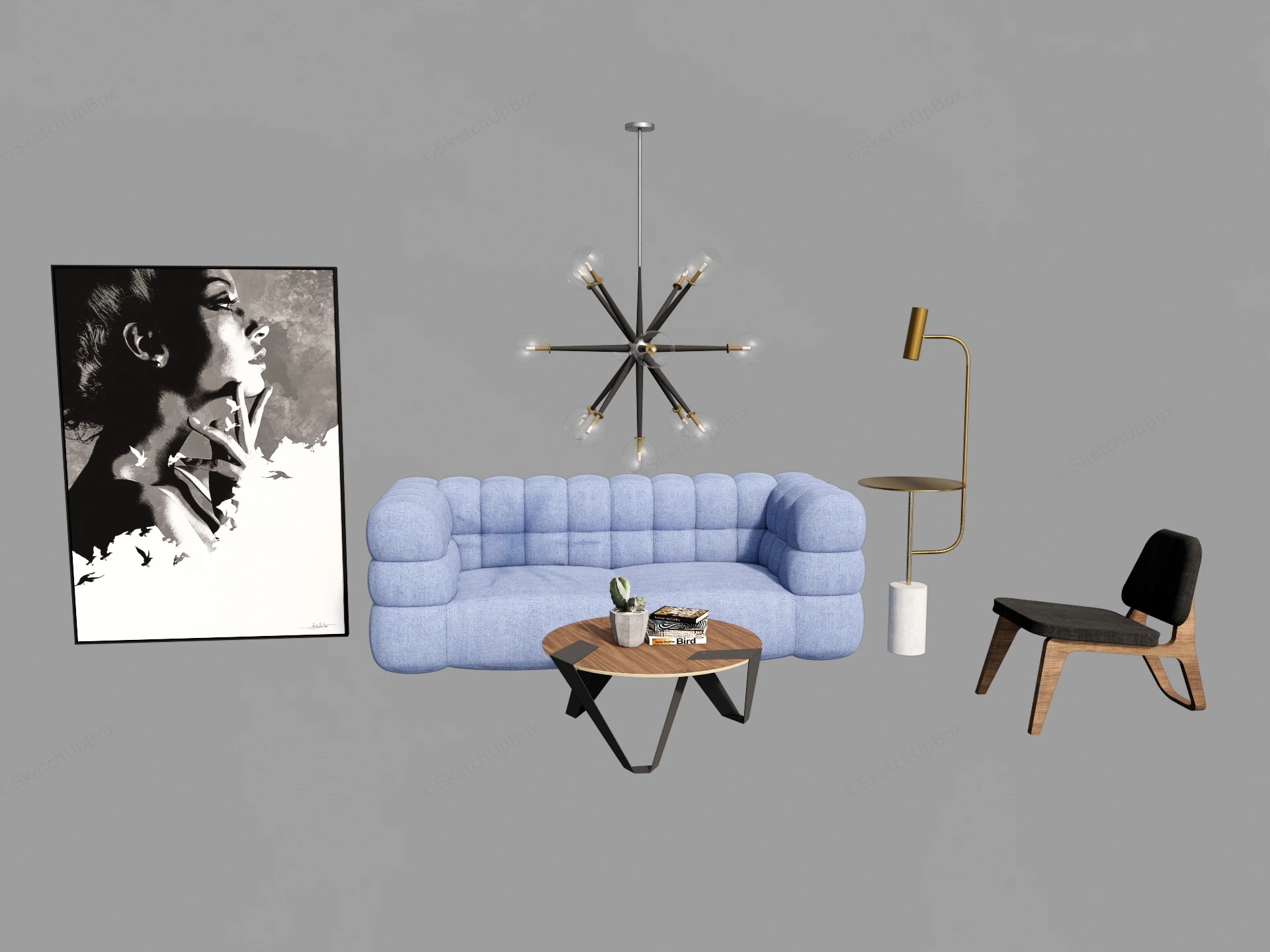 Small Apartment Living Room Furniture Set sketchup model preview - SketchupBox