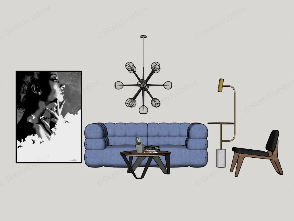 Small Apartment Living Room Furniture Set sketchup model preview - SketchupBox