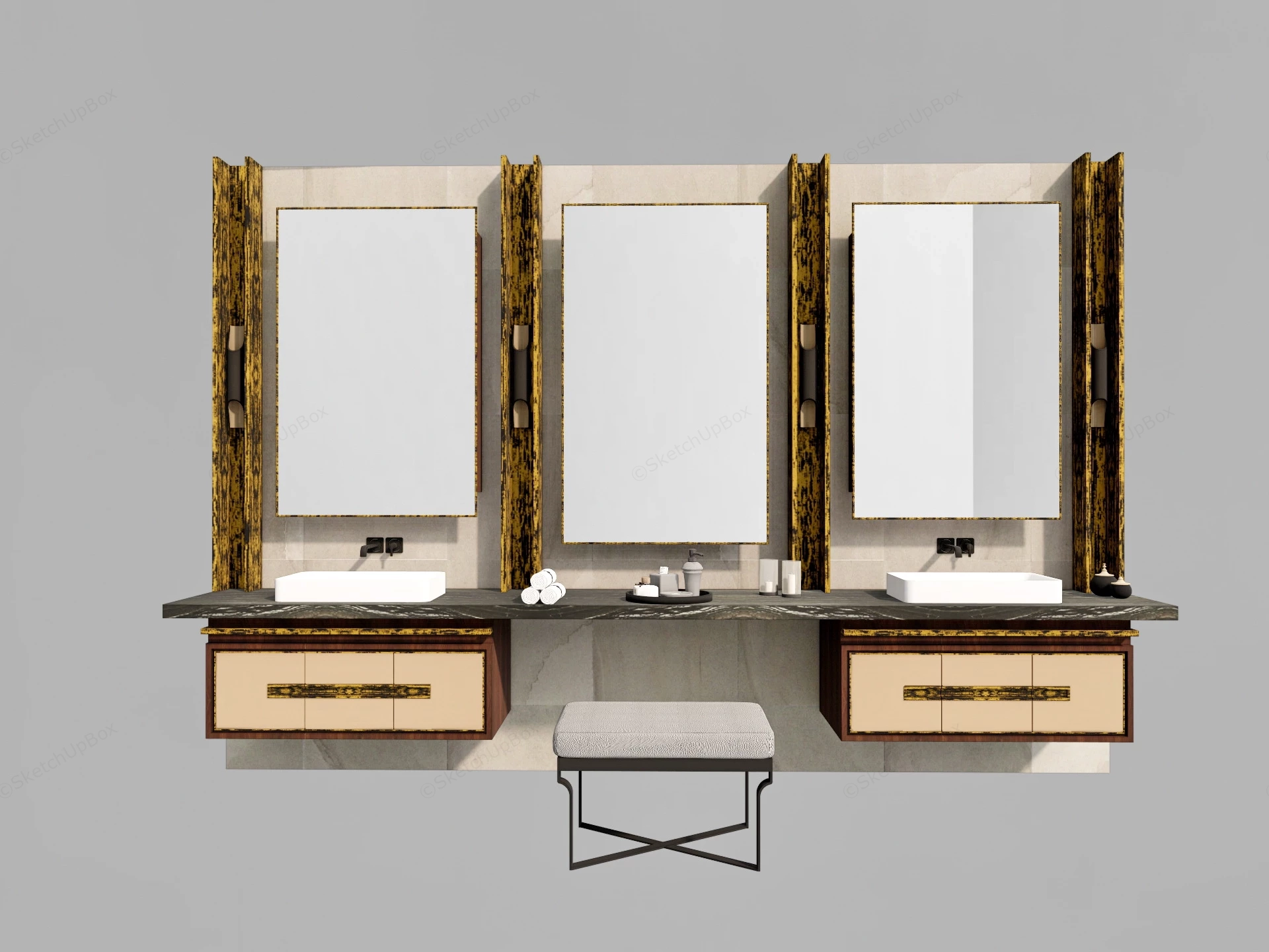Classic Style Bathroom Vanity sketchup model preview - SketchupBox