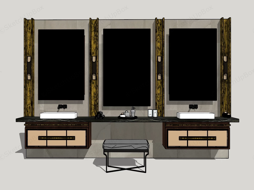 Classic Style Bathroom Vanity sketchup model preview - SketchupBox
