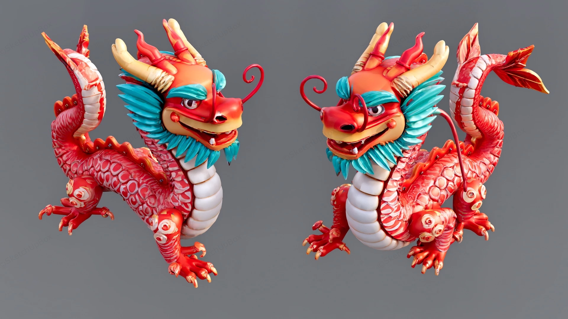 Chinese Dragon Statue sketchup model preview - SketchupBox