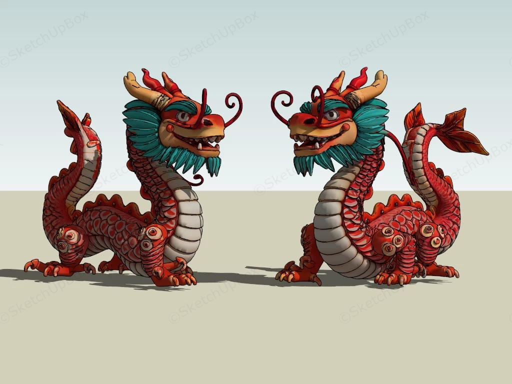 Chinese Dragon Statue sketchup model preview - SketchupBox