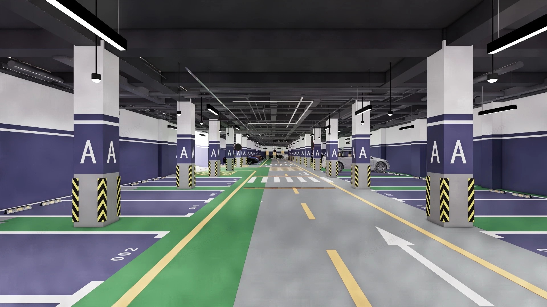 Underground Car Parking Design sketchup model preview - SketchupBox