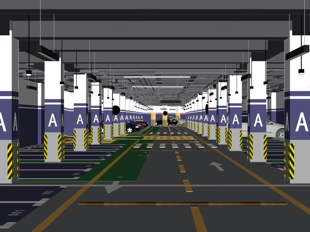 Underground Car Parking Design sketchup model preview - SketchupBox