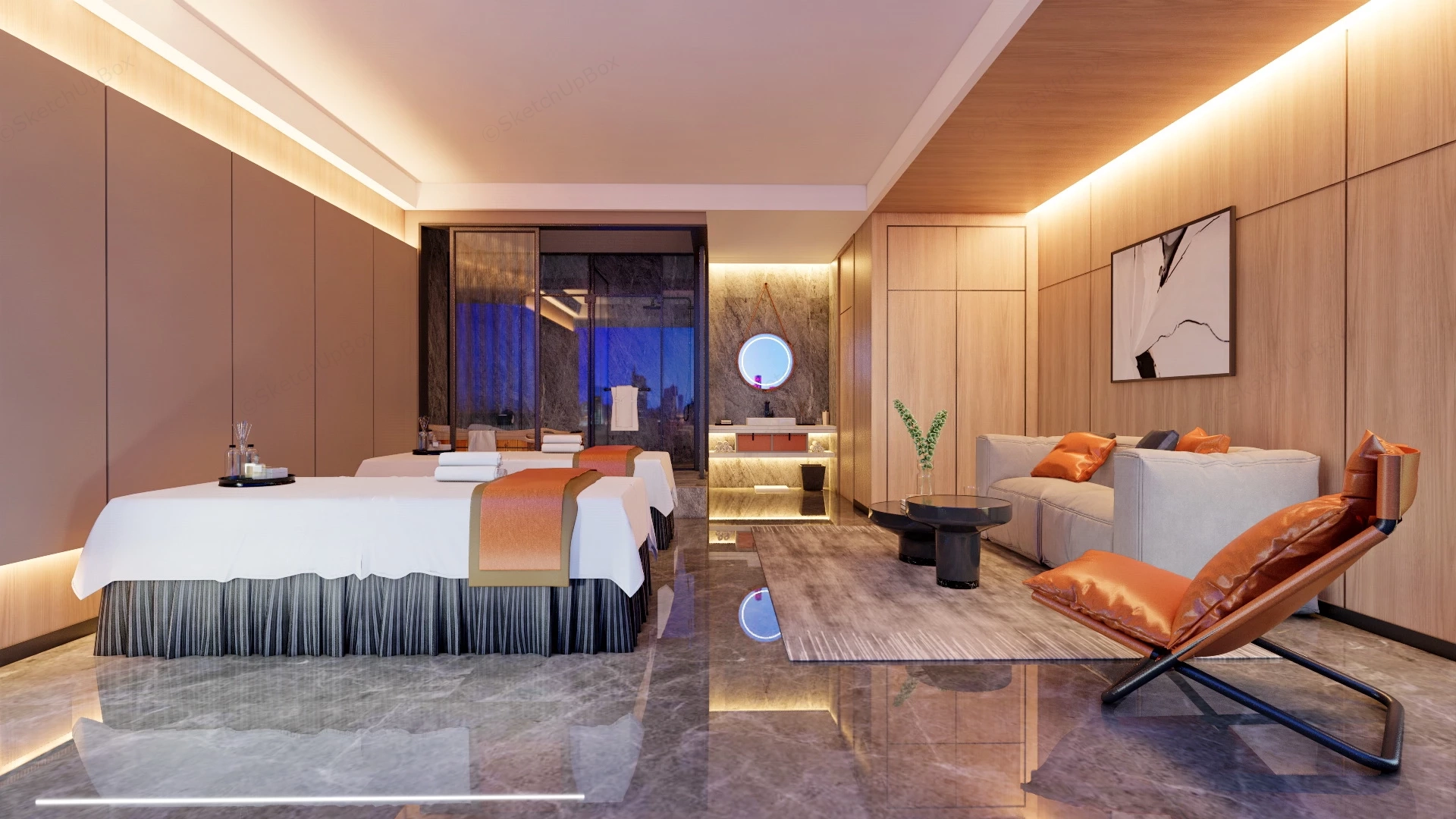 Luxury Spa Treatment Room sketchup model preview - SketchupBox