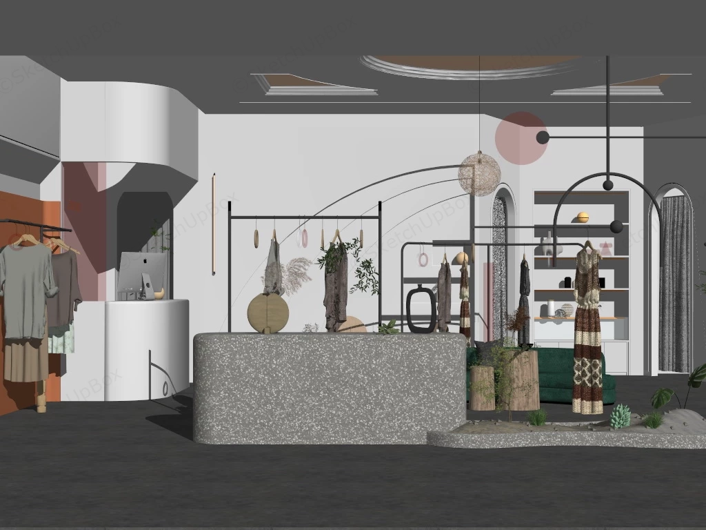 Small Clothing Store Design sketchup model preview - SketchupBox