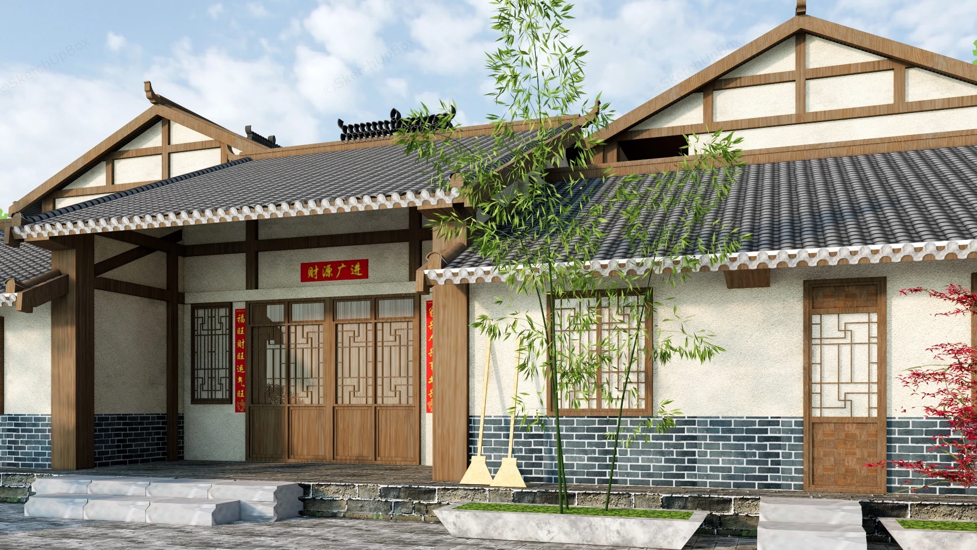 Traditional Chinese Folk House sketchup model preview - SketchupBox