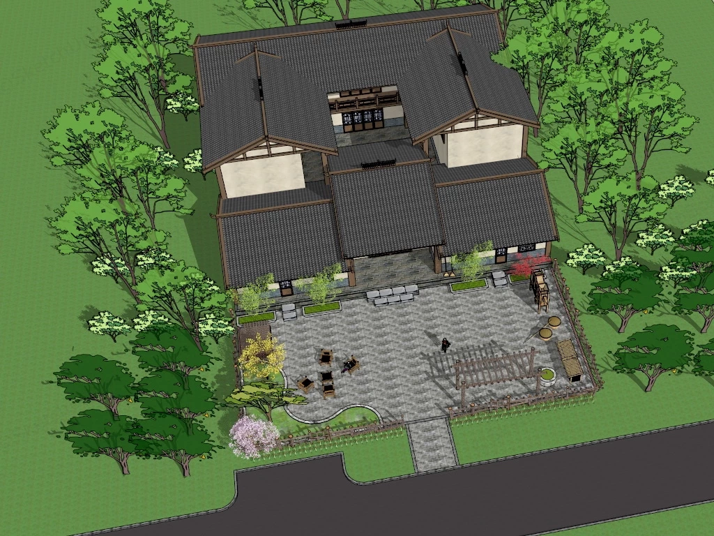 Traditional Chinese Folk House sketchup model preview - SketchupBox