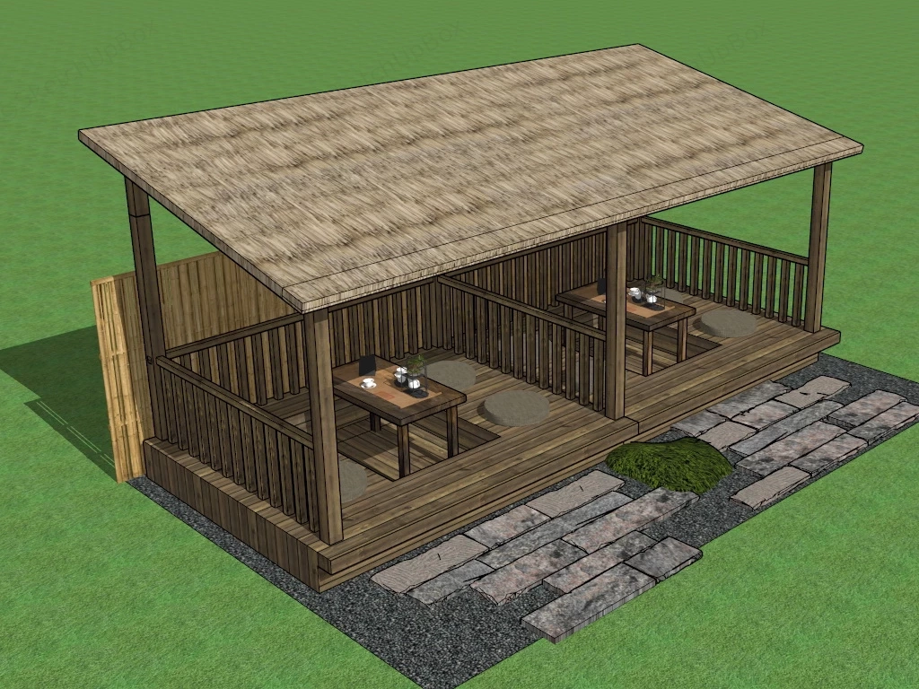 Japanese Patio Pavilion sketchup model preview - SketchupBox