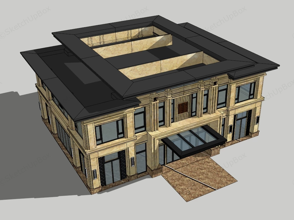 Small Office Building Facade sketchup model preview - SketchupBox