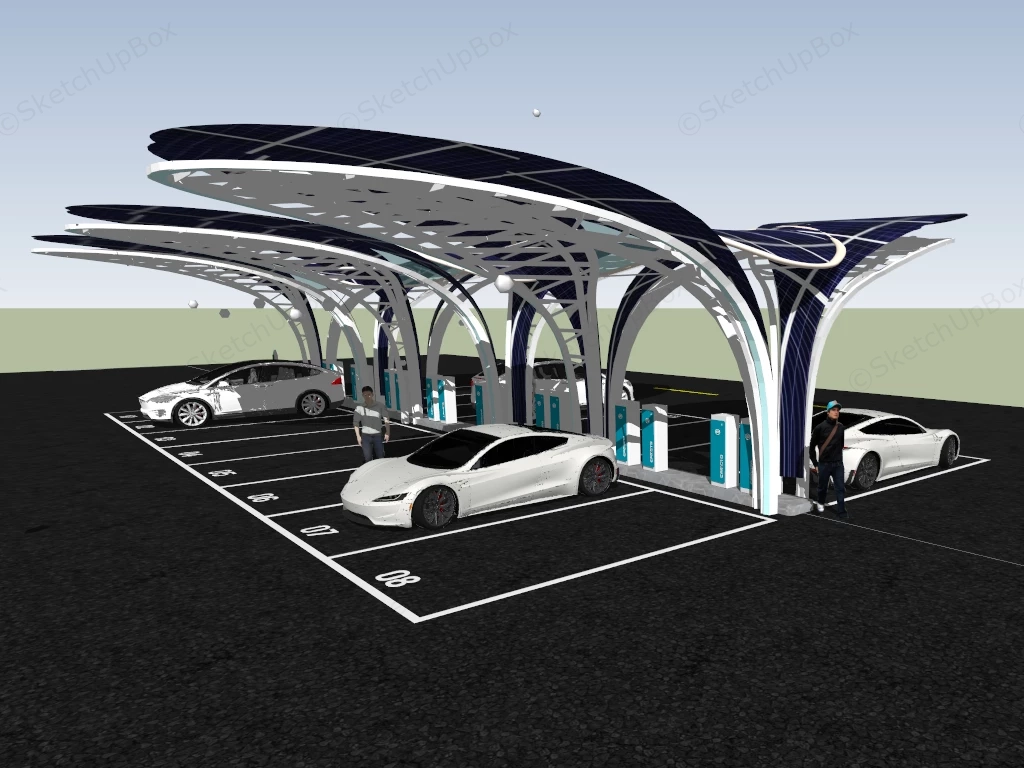 Green Energy Powered Charging Station sketchup model preview - SketchupBox
