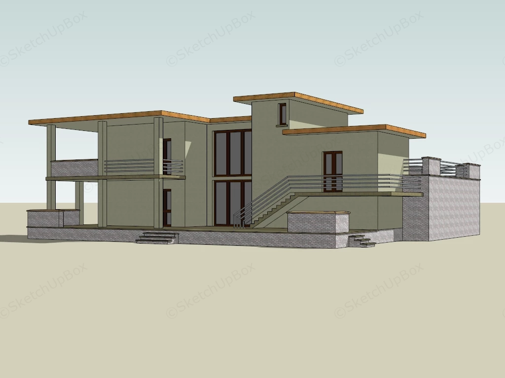Bungalow House sketchup model preview - SketchupBox