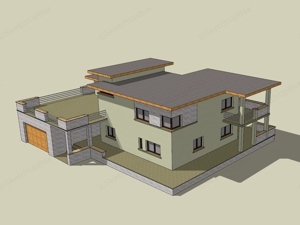 Bungalow House sketchup model preview - SketchupBox
