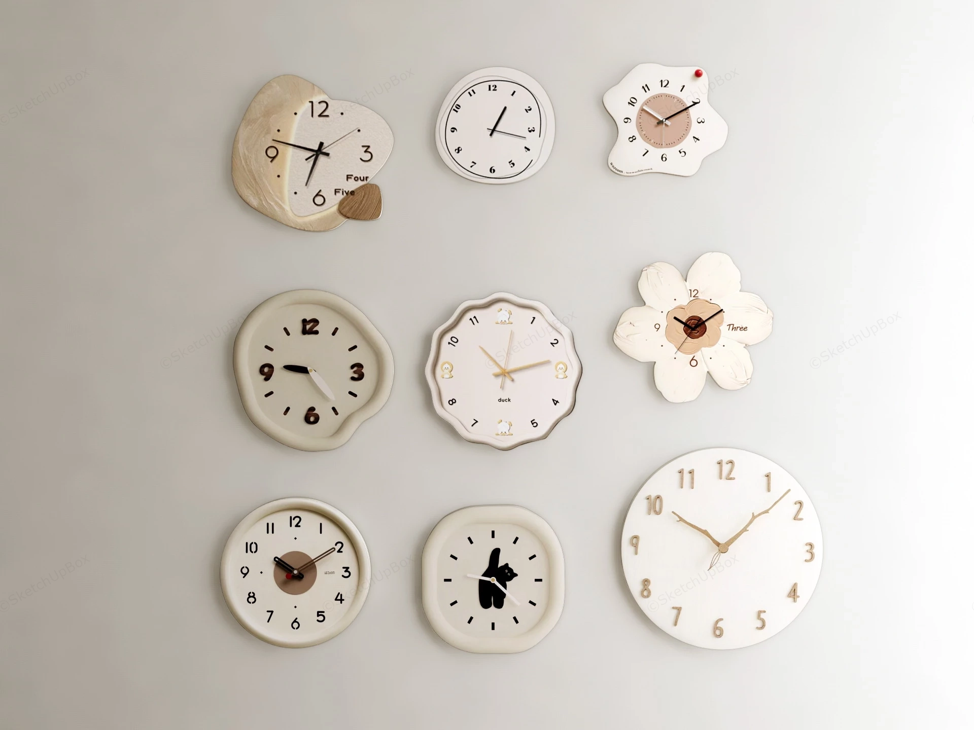 Cute Wall Clocks sketchup model preview - SketchupBox
