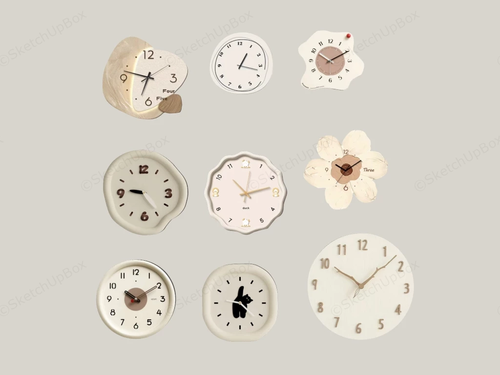 Cute Wall Clocks sketchup model preview - SketchupBox