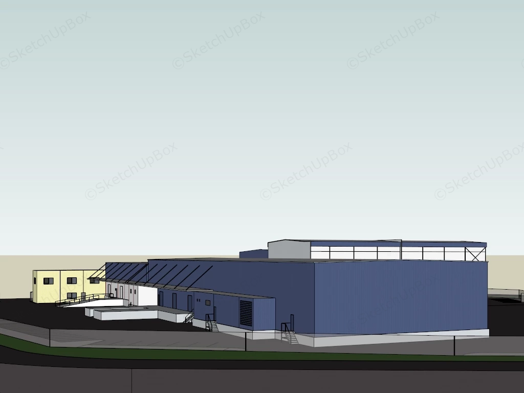 Factory Building Exterior sketchup model preview - SketchupBox