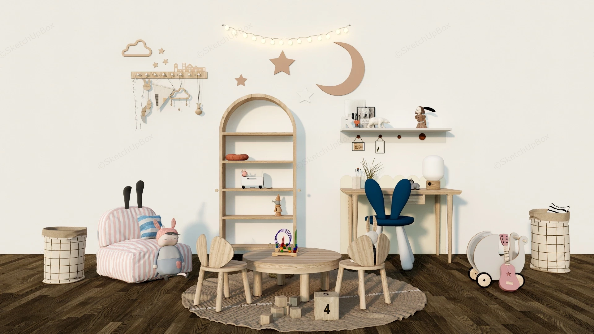 Kids Playroom Furniture sketchup model preview - SketchupBox