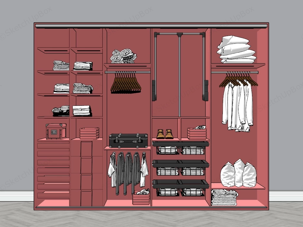 Pink Wardrobe Closet sketchup model preview - SketchupBox