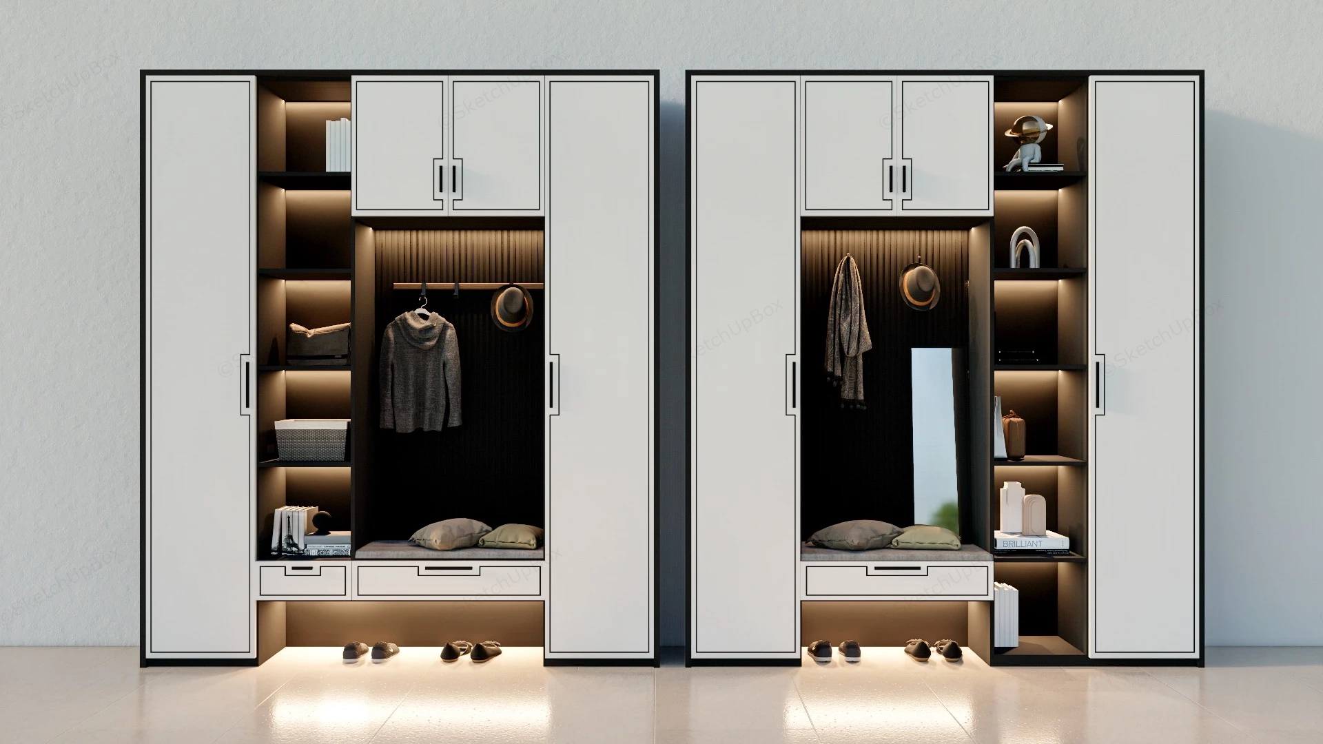 Entryway Storage Cabinet With Bench sketchup model preview - SketchupBox