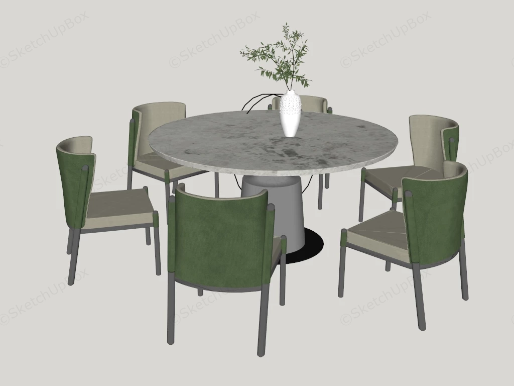 7 Piece Round Dining Table Set sketchup model preview - SketchupBox