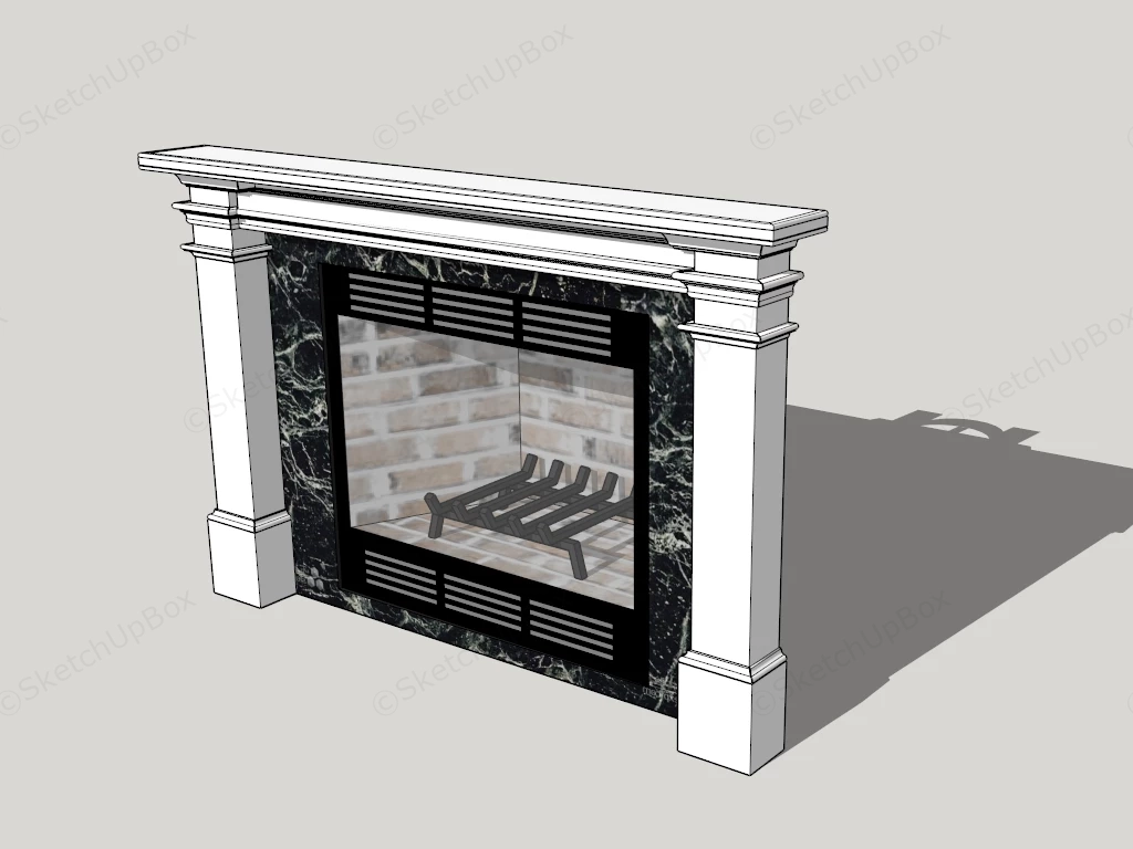 Living Room Fireplace sketchup model preview - SketchupBox