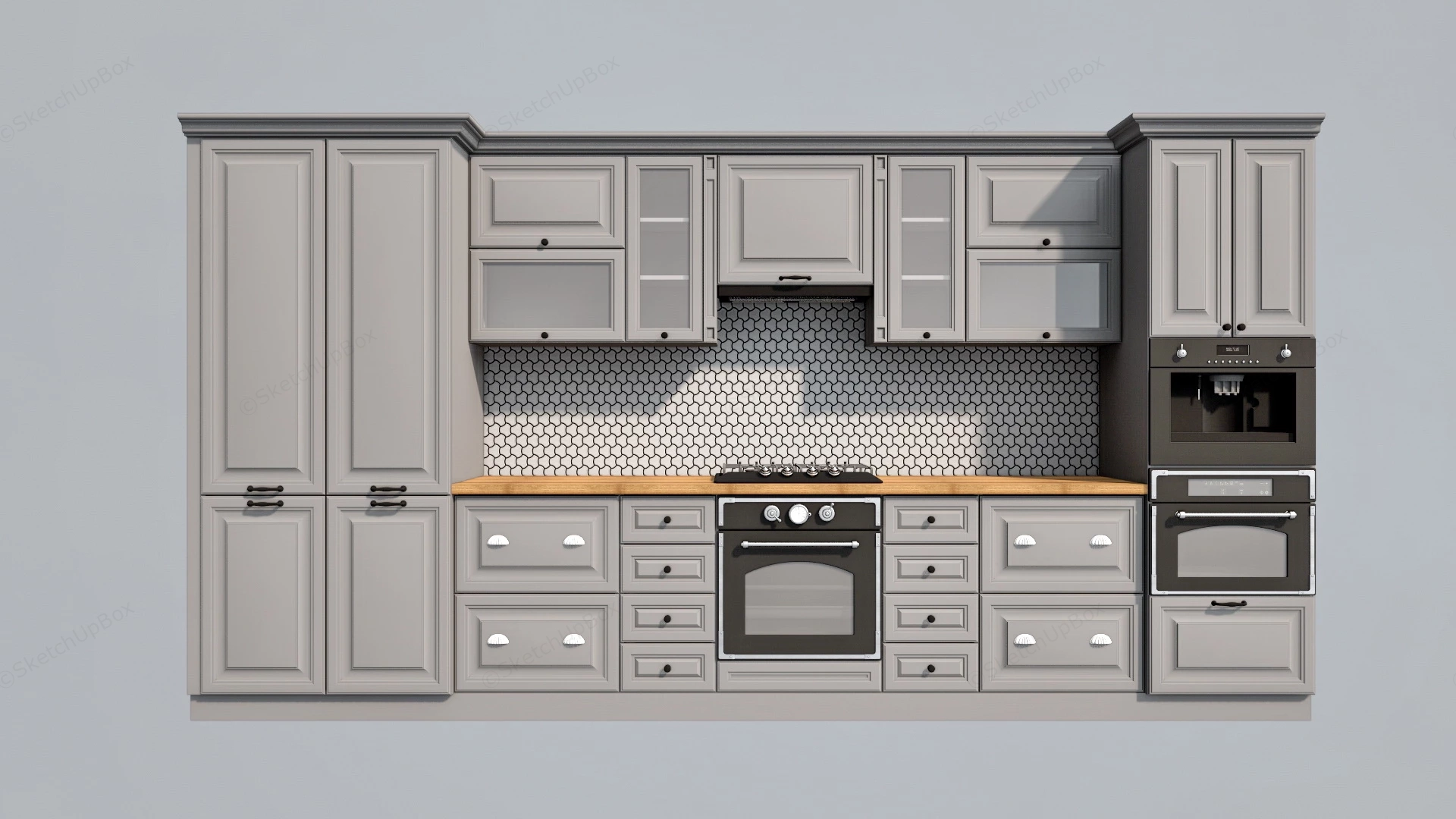 Traditional Gray Kitchen Cabinets sketchup model preview - SketchupBox