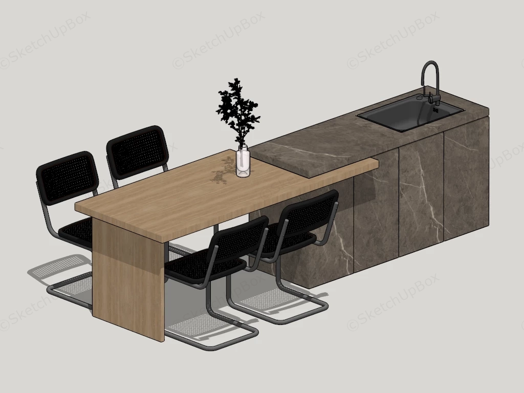 Kitchen Island Dining Table Combo sketchup model preview - SketchupBox