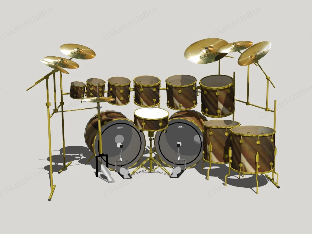11 Piece Drum Set sketchup model preview - SketchupBox