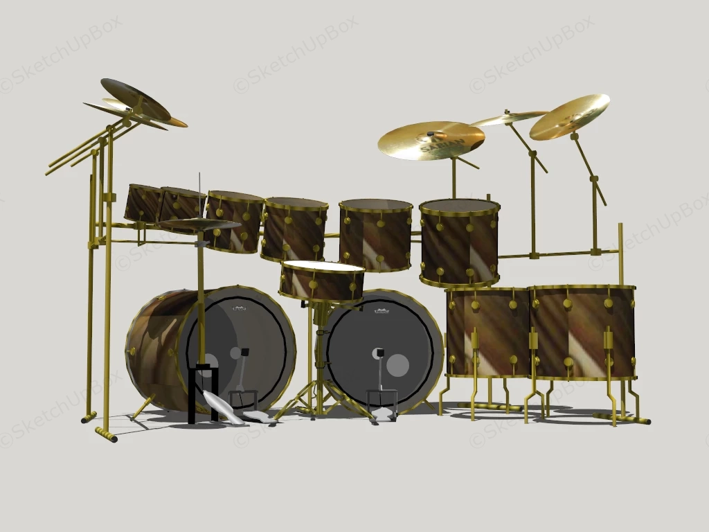 11 Piece Drum Set sketchup model preview - SketchupBox