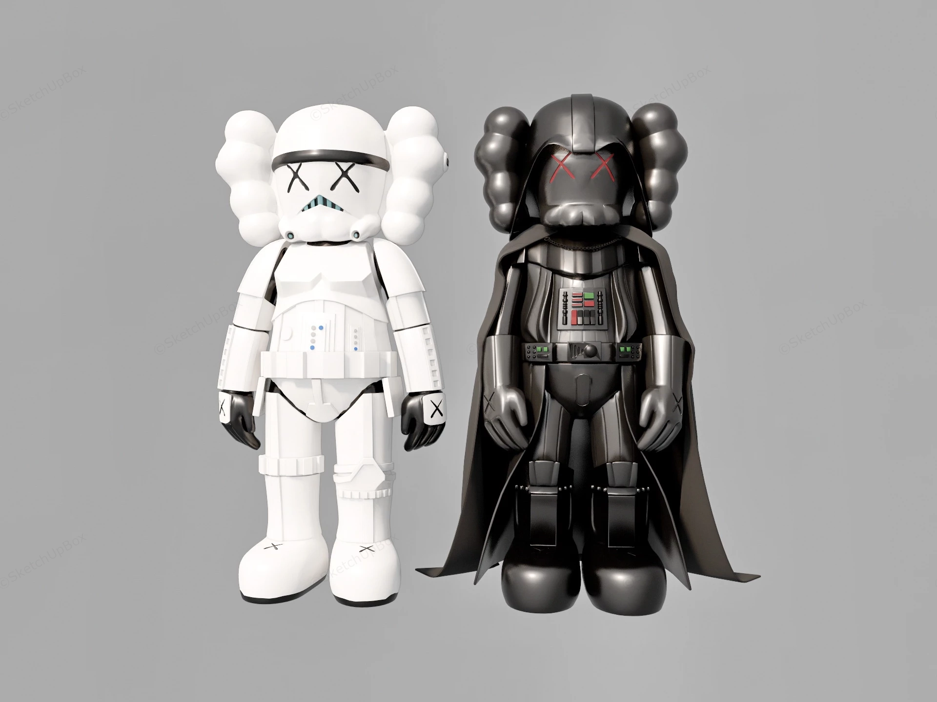 KAWS Star Wars Figure Set sketchup model preview - SketchupBox