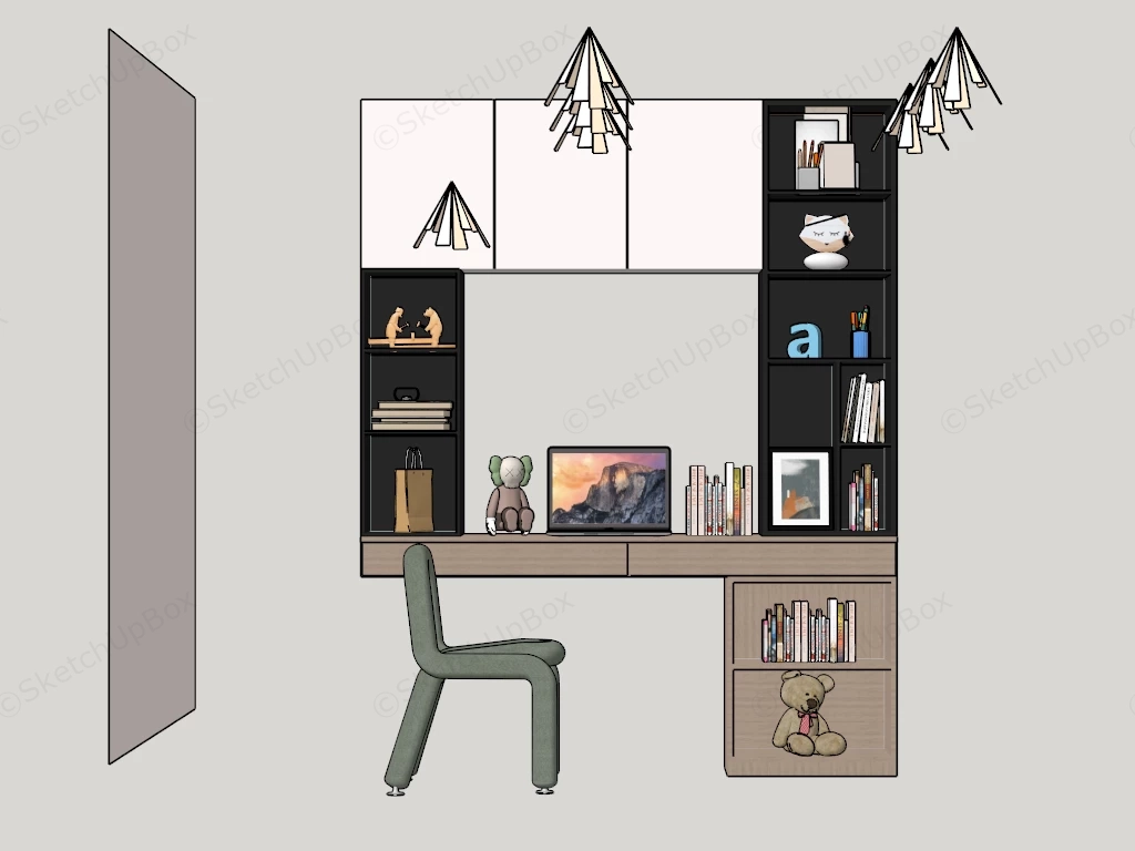 Built In Bookcase And Desk sketchup model preview - SketchupBox