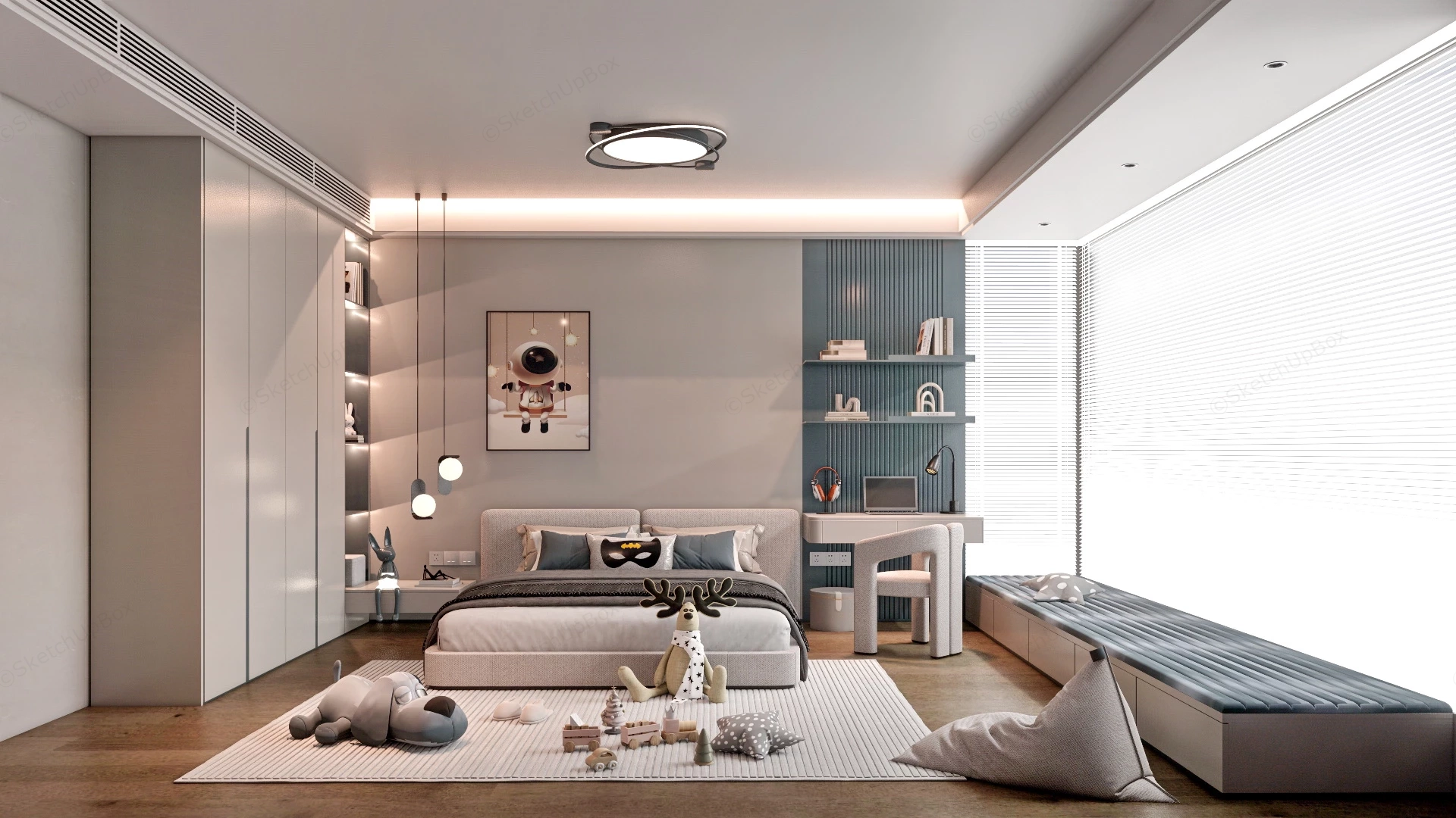 Luxury Boys Room sketchup model preview - SketchupBox