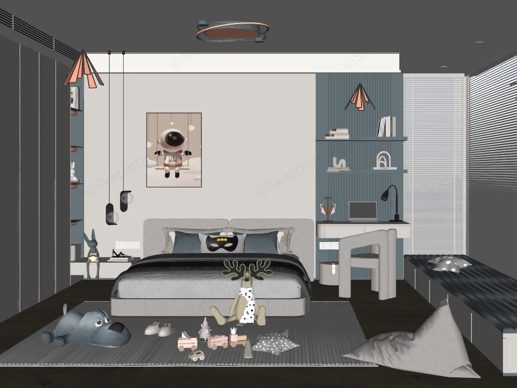 Luxury Boys Room sketchup model preview - SketchupBox