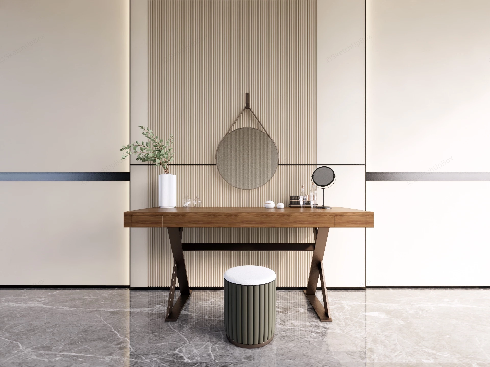 Modern Minimalist Dressing Table sketchup model preview - SketchupBox