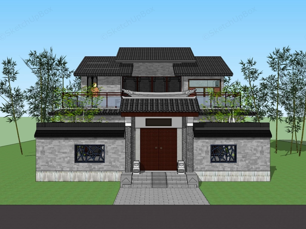 Traditional Chinese House sketchup model preview - SketchupBox