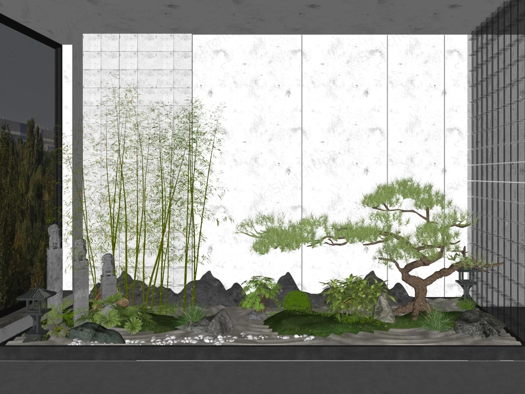 Indoor Zen Garden Design Ideas sketchup model preview - SketchupBox