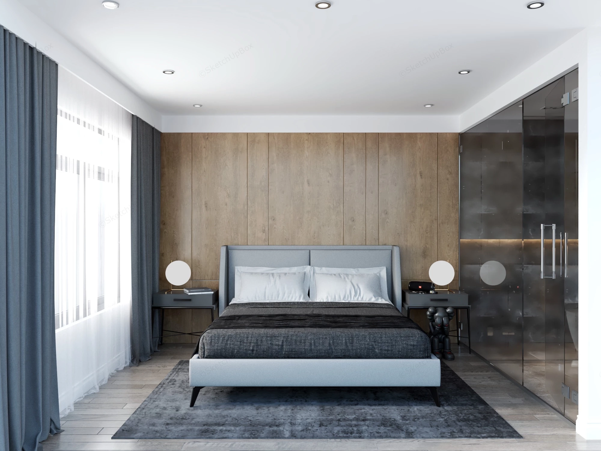 Elegant Guest Bedroom sketchup model preview - SketchupBox